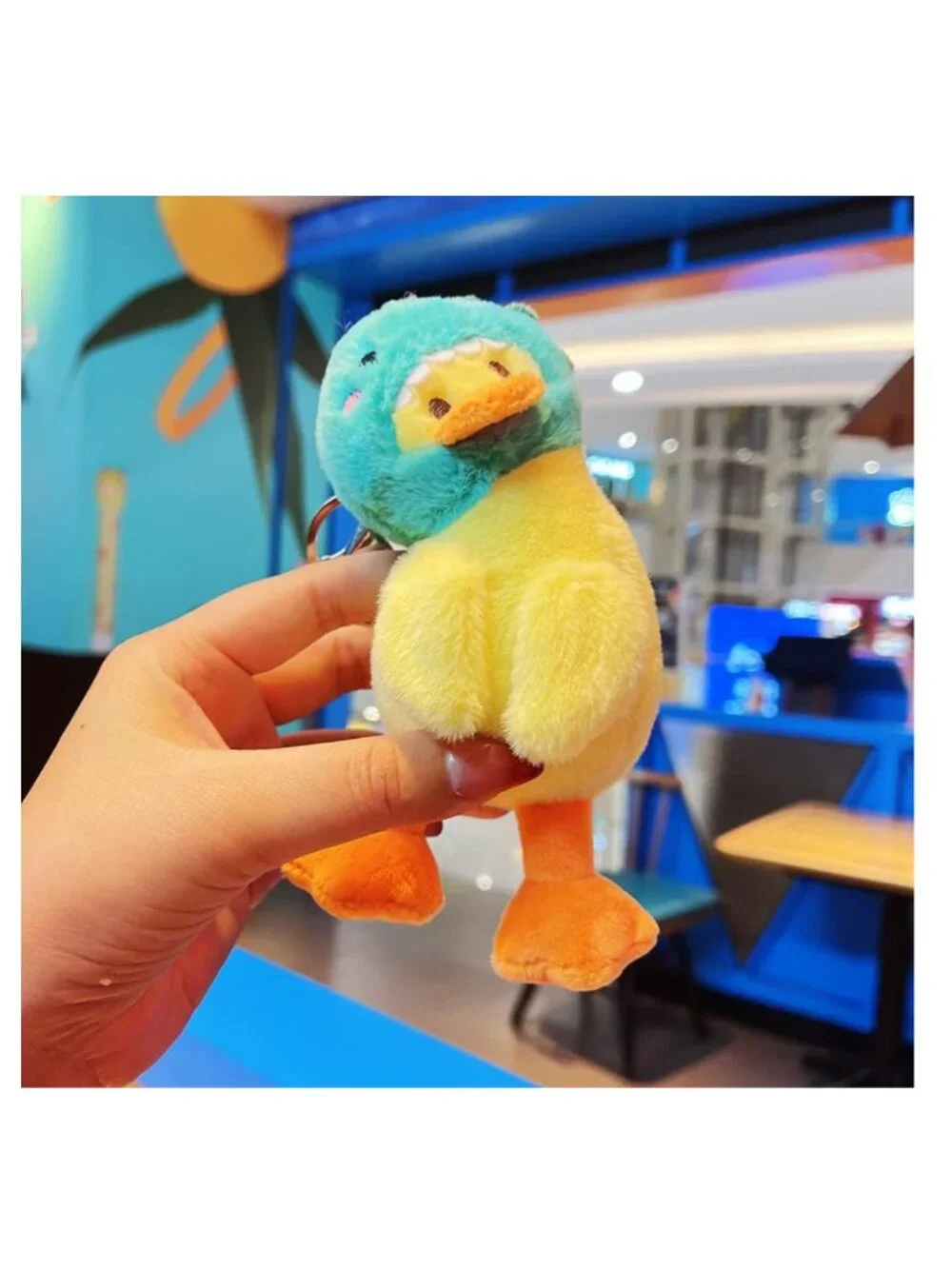 Cute Plush Duck Keychain Wearing Animal Hat Pendant